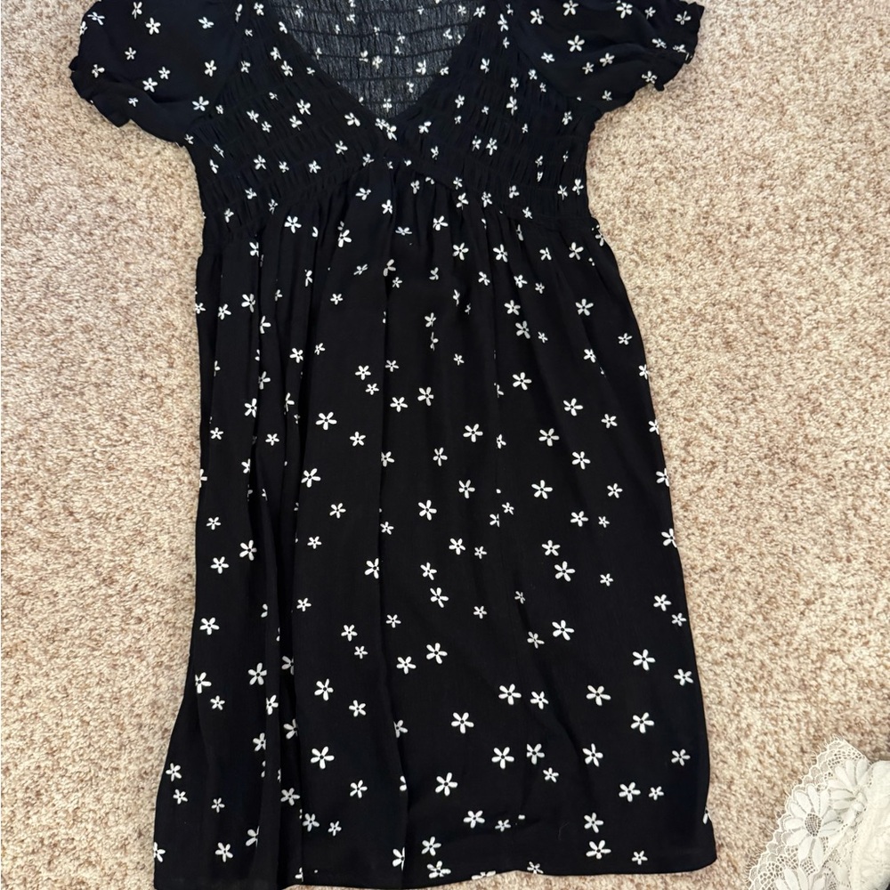 PacSun Black Dress with White Floral Design